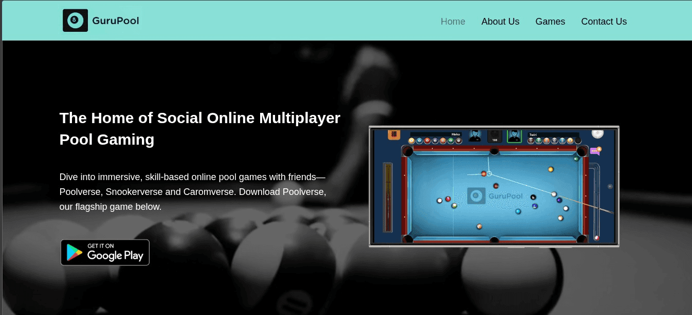 GuruPool Online website built by GuruCrafts