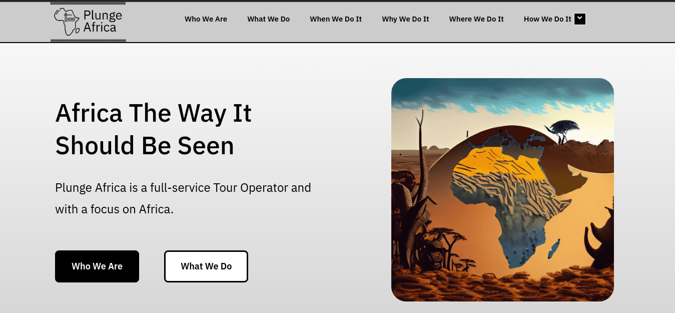 Plunge Africa website built by GuruCrafts