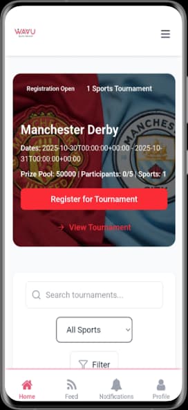 Wavu Sports Network mobile app